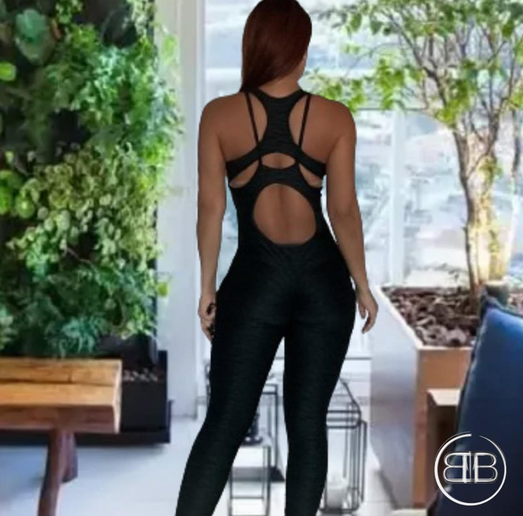 Texturized Jumpsuit Long - Black