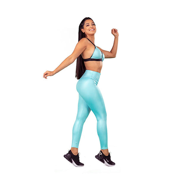 Aqua Velvet Faux Leather Ballet Set - Aqua