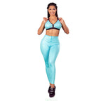 Aqua Velvet Faux Leather Ballet Set - Aqua