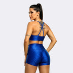 Blue Carnival Brazilian Texturized Short Set - Royal Blue