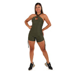 Green Carnival Brazilian Texturized Jumpsuit Short - Olive Green