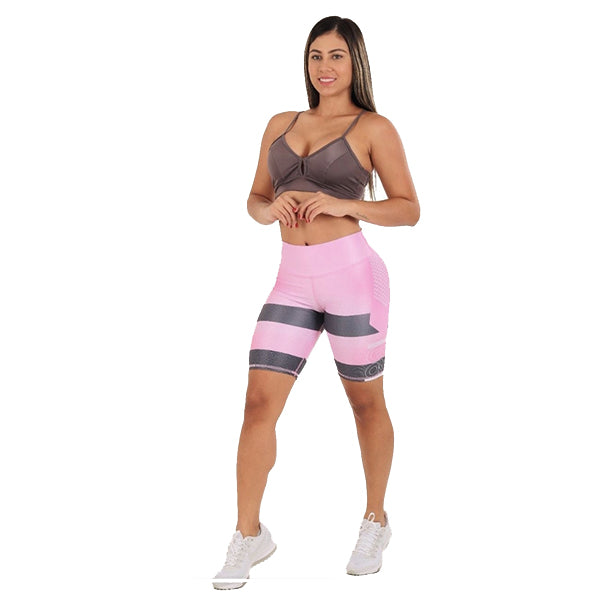 Desert Rose Biker Gym Set - Pink & Brown