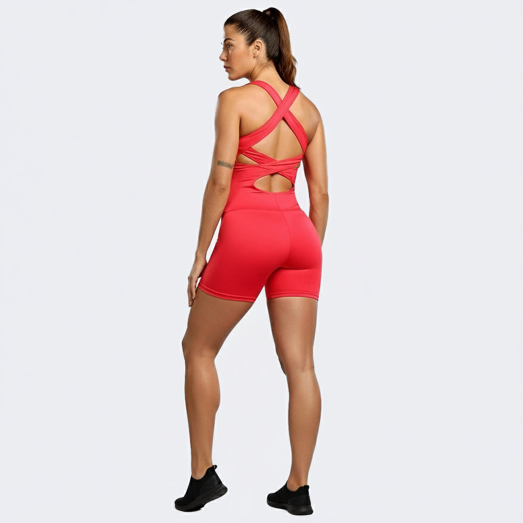 Red Edge Backless Macaco Shorts - Red