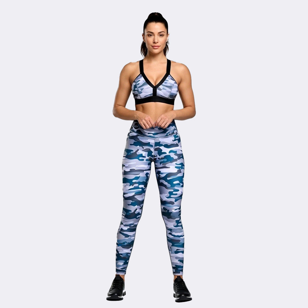 Grey Warrior Printed Gym Set - Grey Camouflage