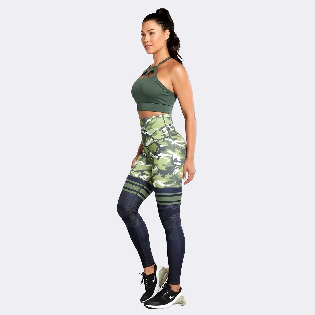 Jungle Slim Tummy Control Leggings - Green Camo