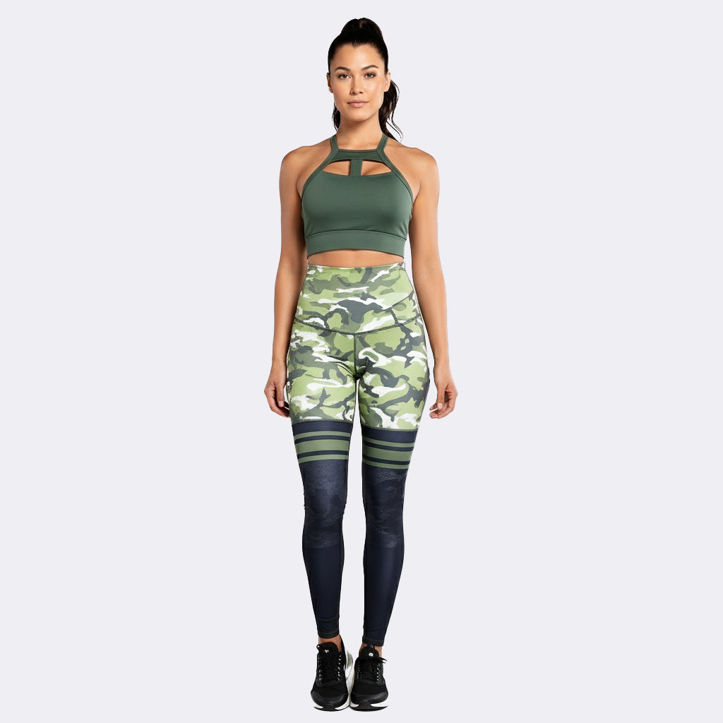 Jungle Slim Tummy Control Leggings - Green Camo