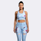 Kiss Me Denim Push-Up Leggings Set - Kisses Print