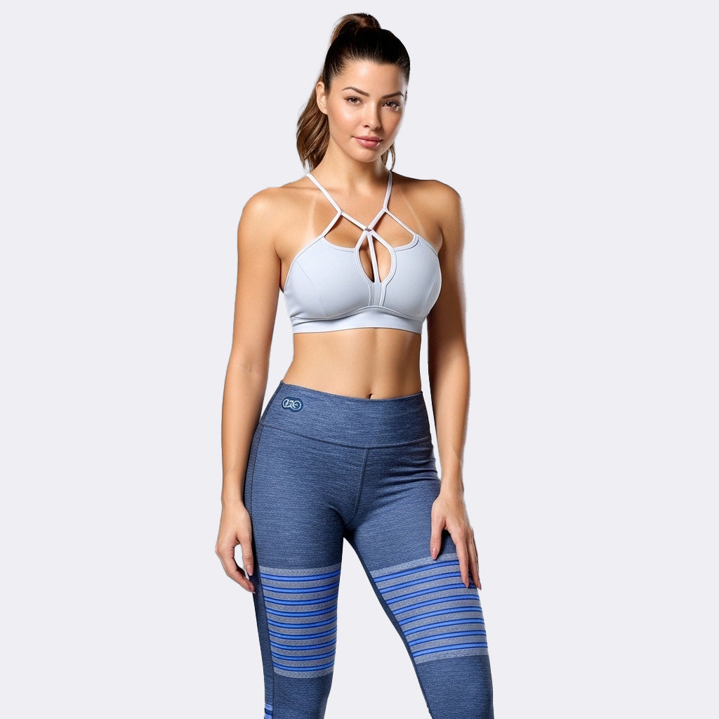 Conjunto deportivo estampado Linear Vibe - Azul y gris geométrico