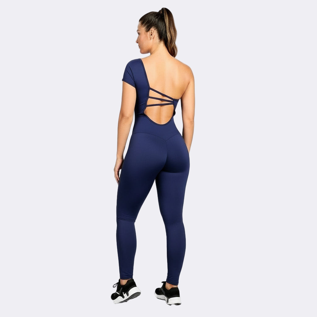 Navy Bliss OneShoulder Jumpsuit - Dark Blue