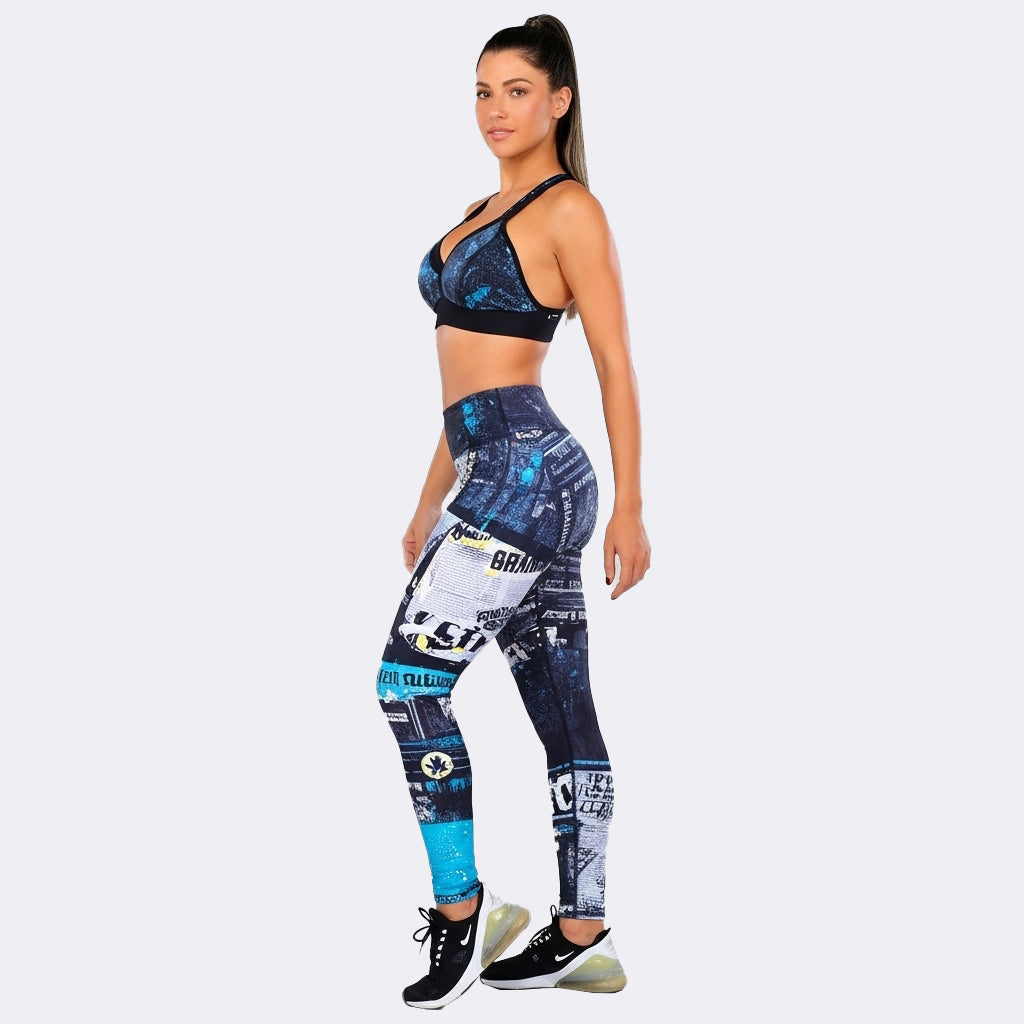 News Flash Printed Gym Set - Blue Newspaper