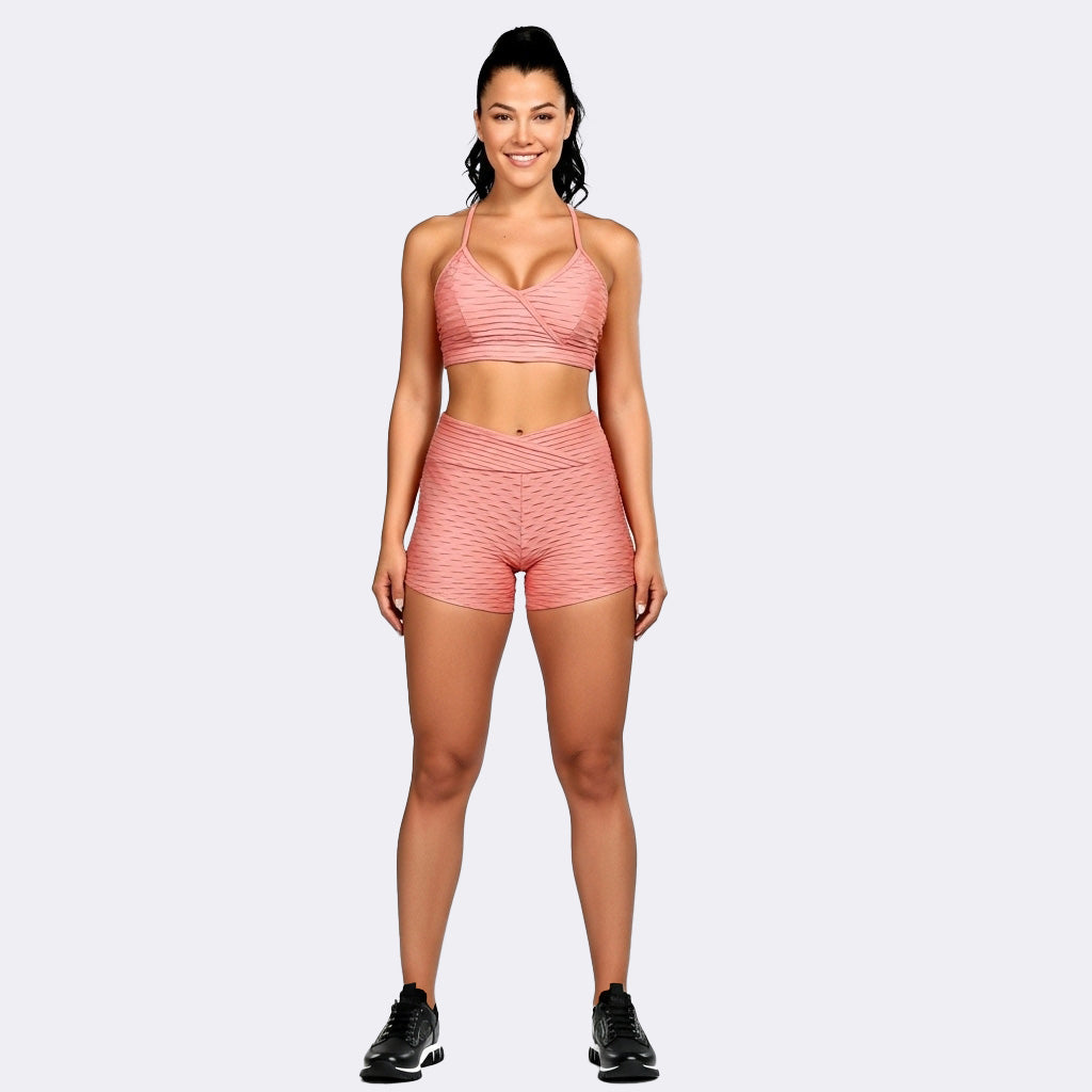 Peach Carnival Brazilian Texturized Short Set - Peach
