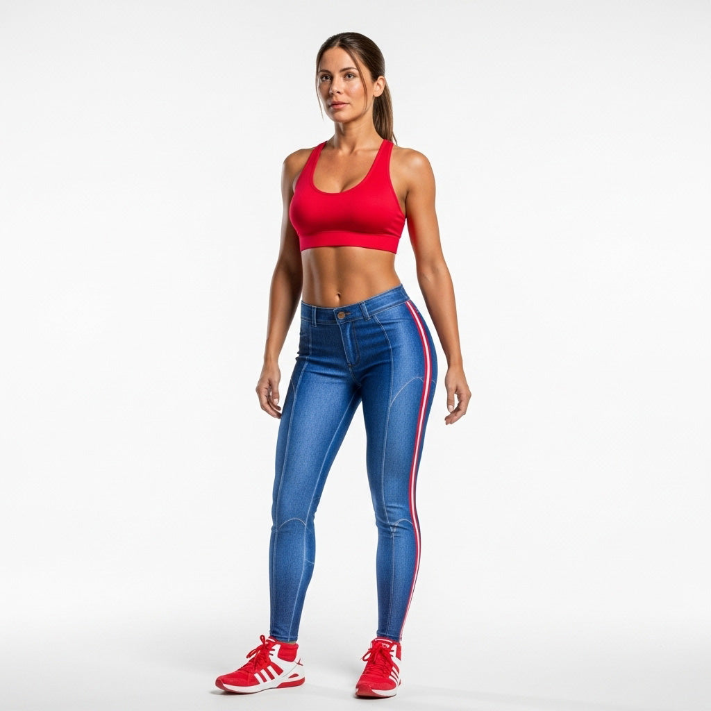 Conjunto deportivo sublimado Red Rebellion - Denim clásico