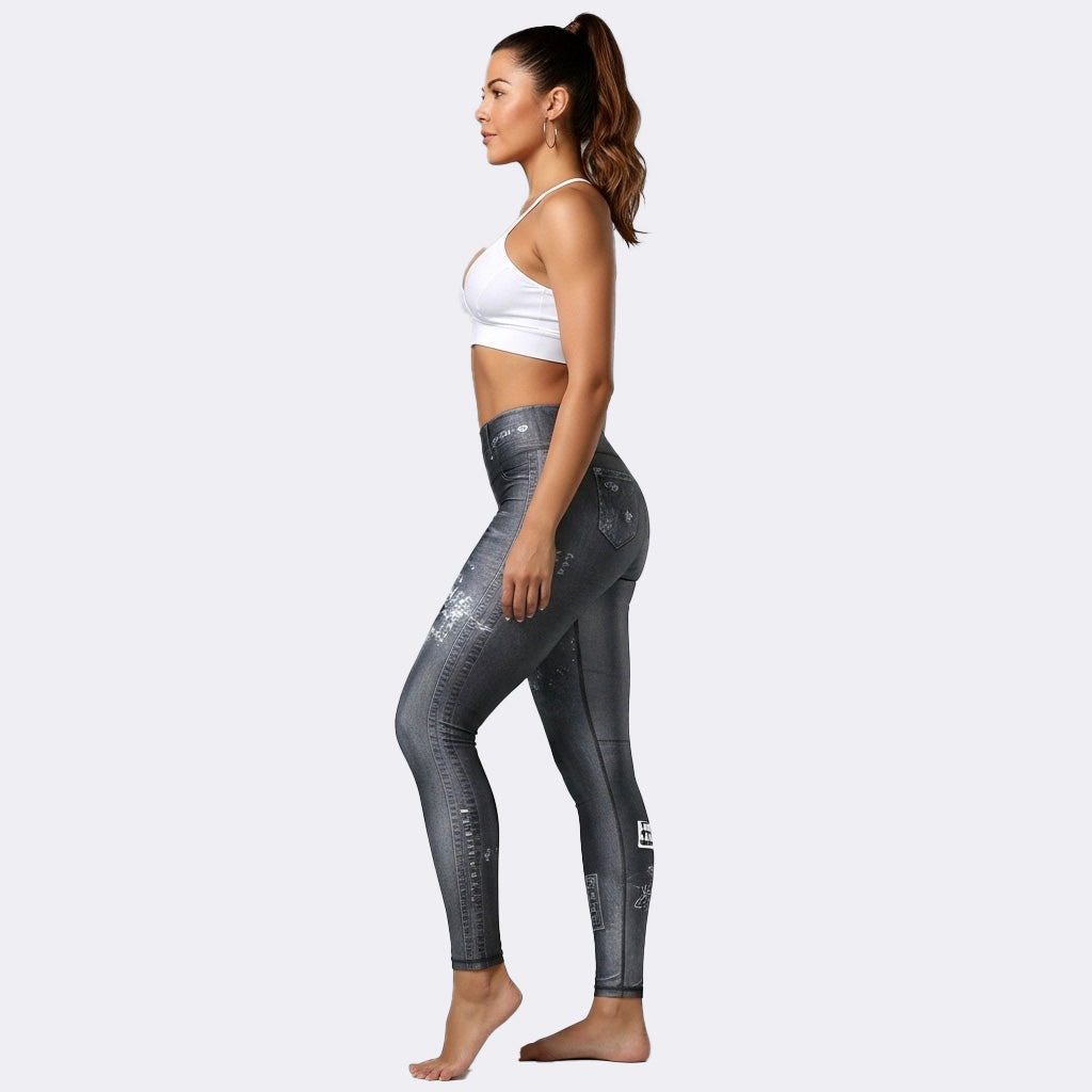 Conjunto de leggings push-up plateados - Gimnasio metálico