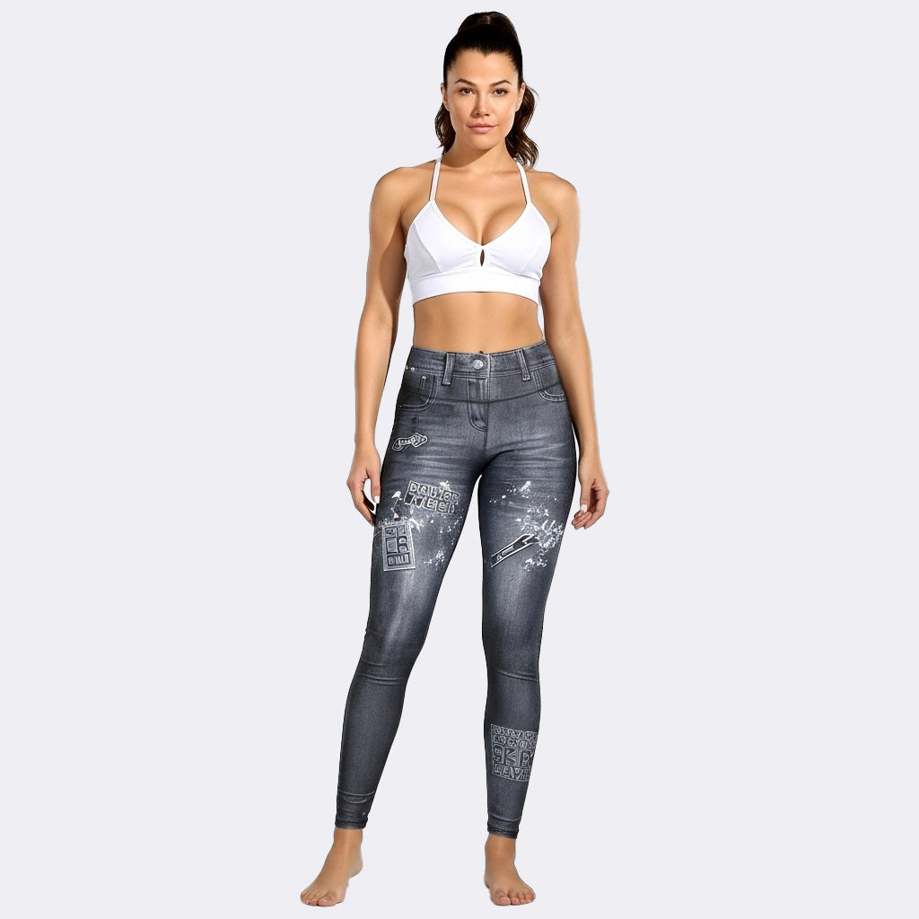 Conjunto de leggings push-up plateados - Gimnasio metálico