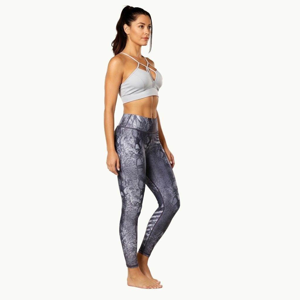 Leggings de gimnasio Silver Serpent con estampado de serpiente - Conjunto deportivo sublimado