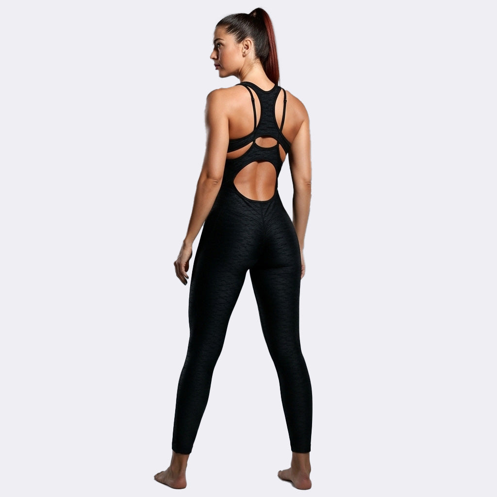 Texturized Jumpsuit Long - Black