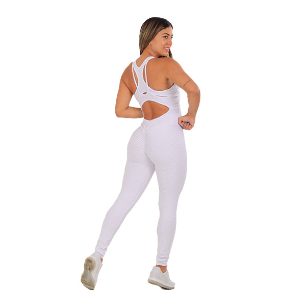 Texturized Jumpsuit Long - White