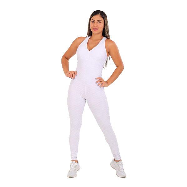 Texturized Jumpsuit Long - White