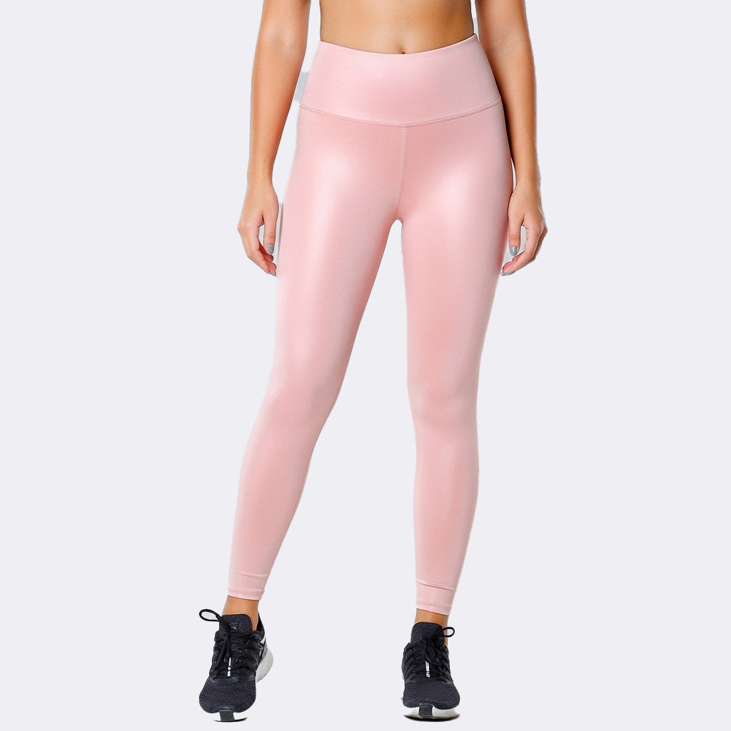 Pink Velvet Faux Leather Only Pants - Light Pink