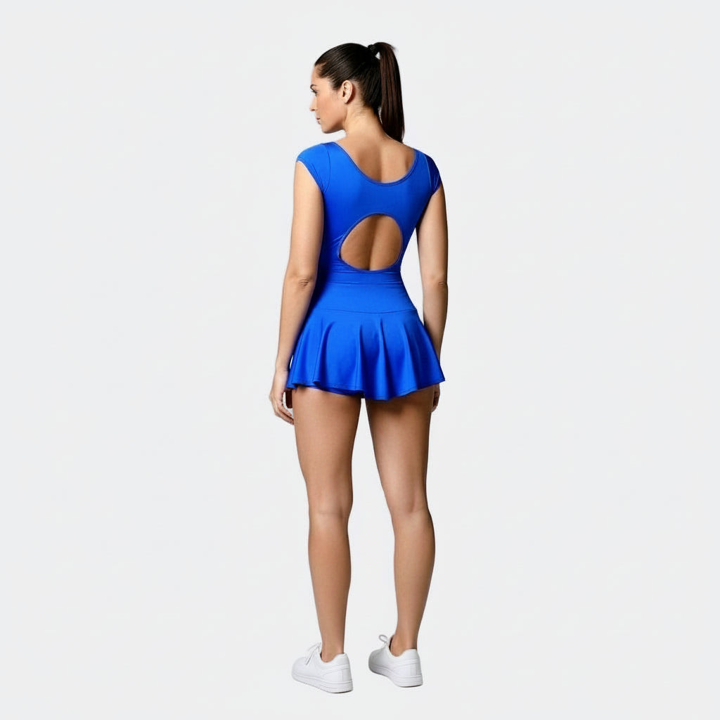 Blue Mini Court Built-in Shorts Dress - Blue