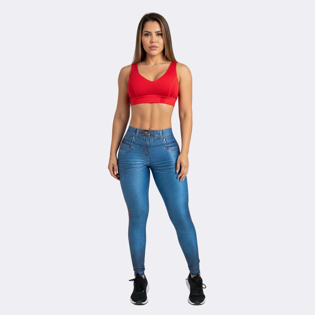 Red Rebellion Sublimated Gym Set - Classic Denim