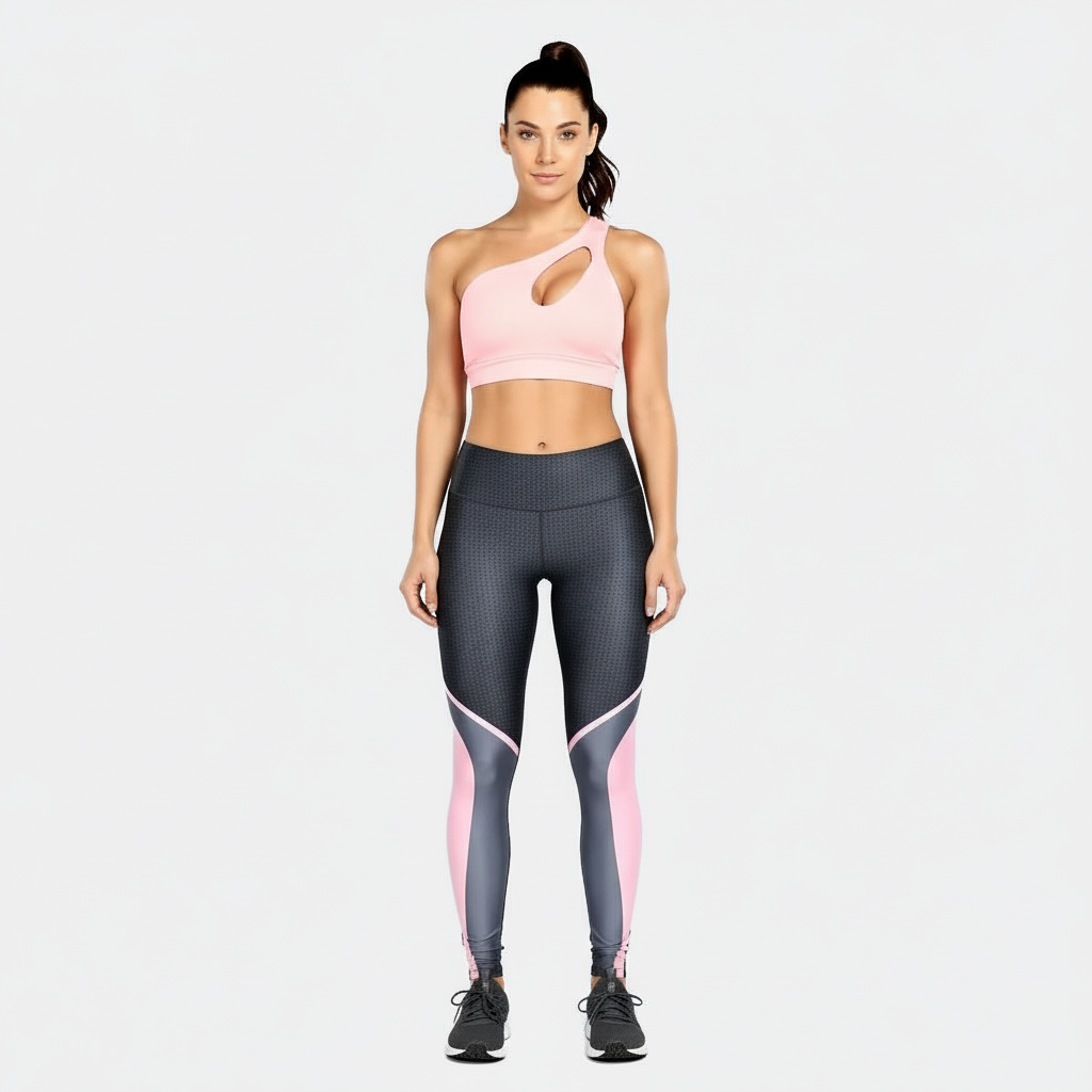 Aesthetic Bliss Sublimated Gym Set - Grey & Pink
