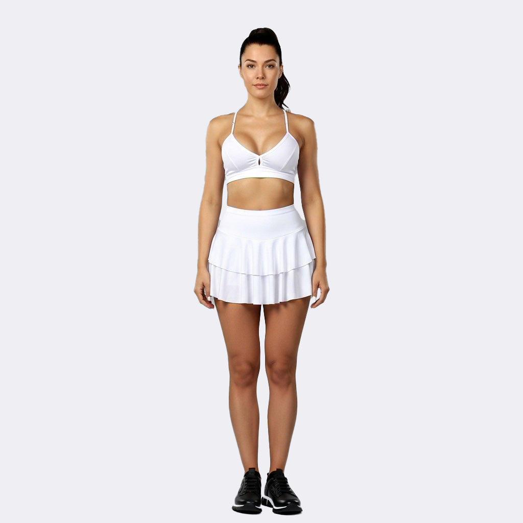 White Double Bolero Skirt Set - White