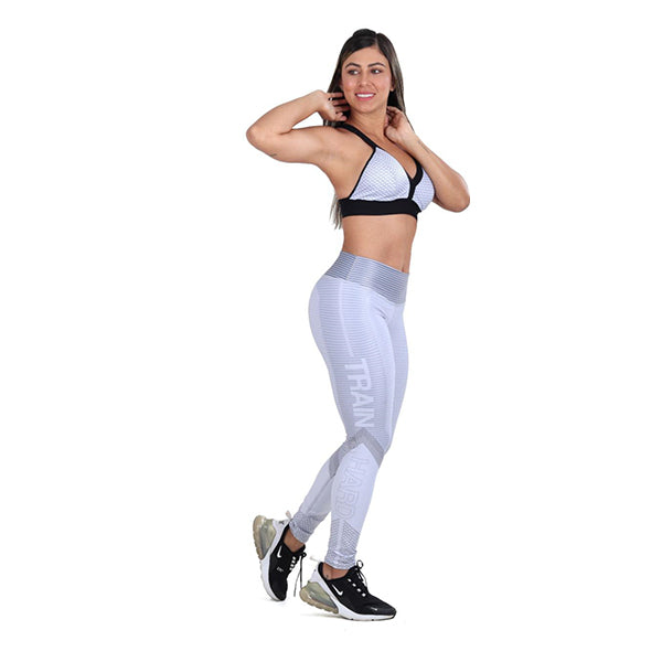 Shine Bright Printed Gym Set - White & Grey