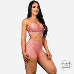 Peach Carnival Brazilian Texturized Short Set - Peach