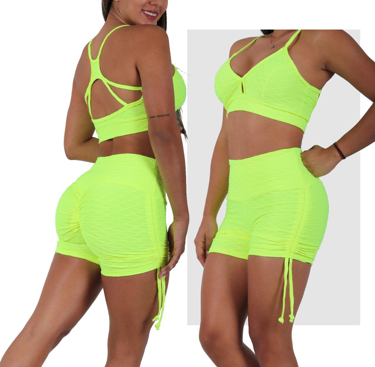 Lemon Zest Brazilian Push-Up Short Set - Lemon