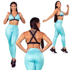 Aqua Velvet Faux Leather Ballet Set - Aqua