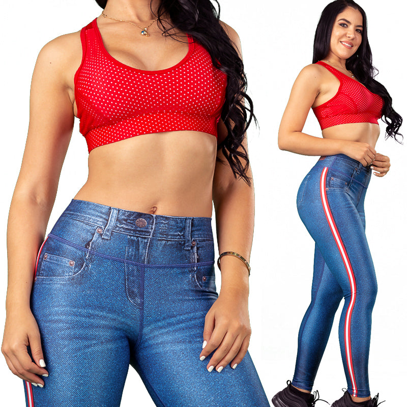 Red Rebellion Sublimated Gym Set - Classic Denim
