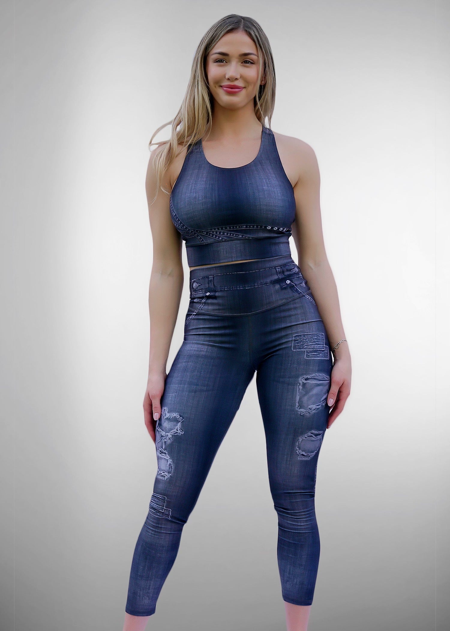 Conjunto de leggings y jeans push up