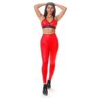 Red Velvet Faux Leather Ballet Set - Red