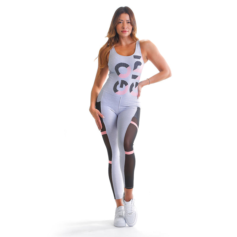 Go Girl Vibes Sublimated Macaco Bodysuit - Grey