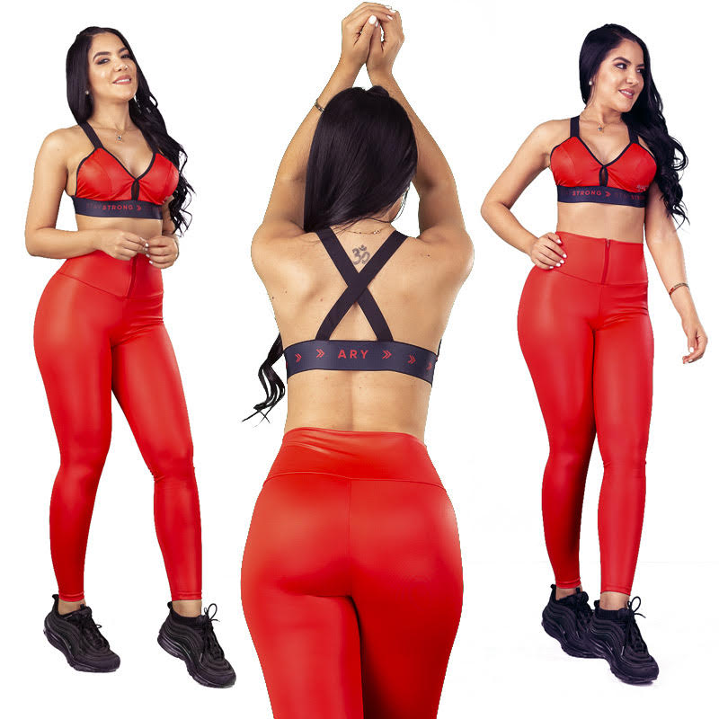 Red Velvet Faux Leather Ballet Set - Red