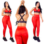 Red Velvet Faux Leather Ballet Set - Red