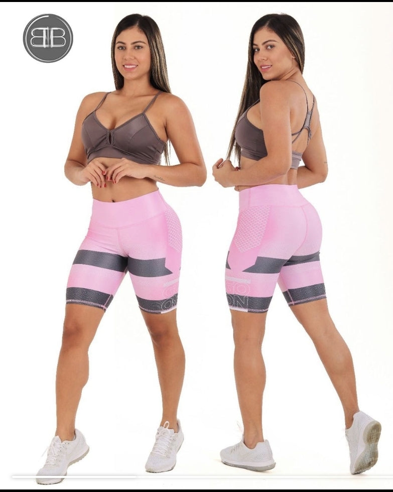 Desert Rose Biker Gym Set - Pink & Brown