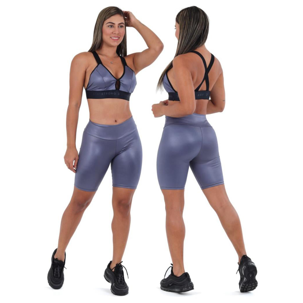 Grey Biker Chic Leather Set - Grey