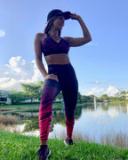 Conjunto deportivo estampado de rayas salvajes - Cebra roja y negra