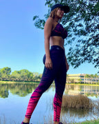 Conjunto deportivo estampado de rayas salvajes - Cebra roja y negra