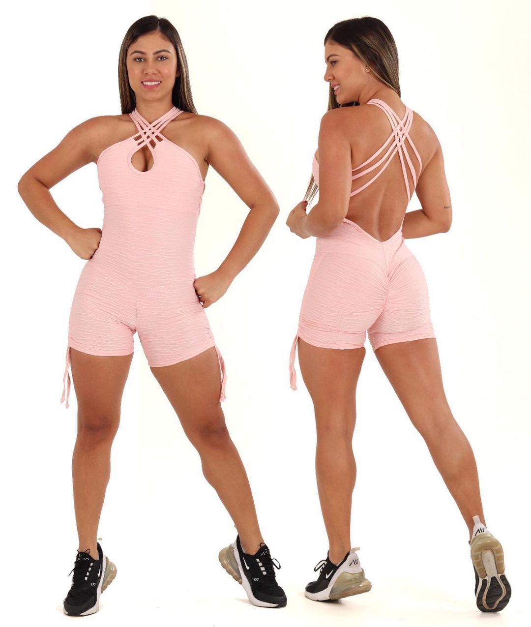 Peach Bliss Brazilian Texturized Jumpsuit Short - Peach