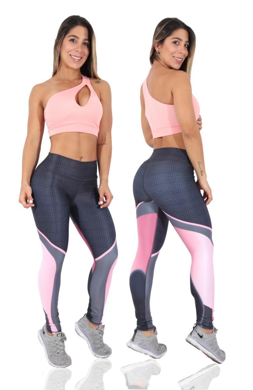 Aesthetic Bliss Sublimated Gym Set - Grey & Pink